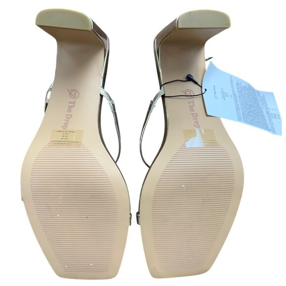 New The Drop Womens Size 11 Shiny Gold Open Toe 3.75" Heel Slide On Sandal Shoes - Picture 6 of 7